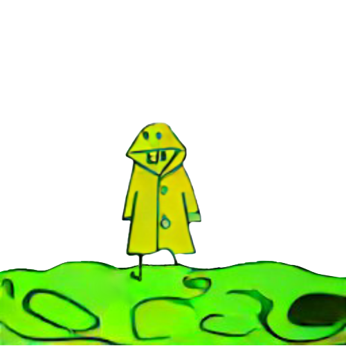 Yellow raincoat standing in a pool of algae